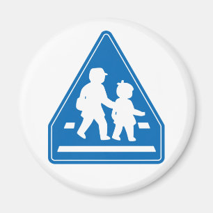 School Children Crossing >> Japanese Traffic Sign Magnet