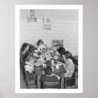 School Children Eating Lunch - Vintage