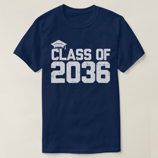 School Class Of 2036 Grow With Me Handprints Space T-Shirt (Design Front)