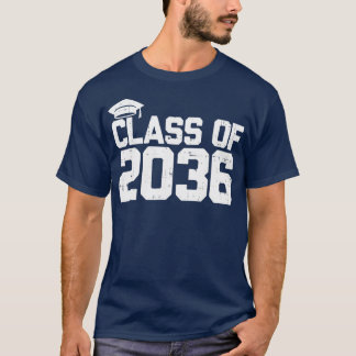 School Class Of 2036 Grow With Me Handprints Space T-Shirt