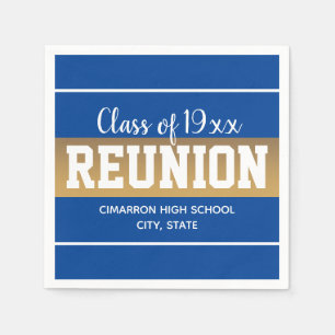 School Class Reunion Any Year Blue Gold Napkins