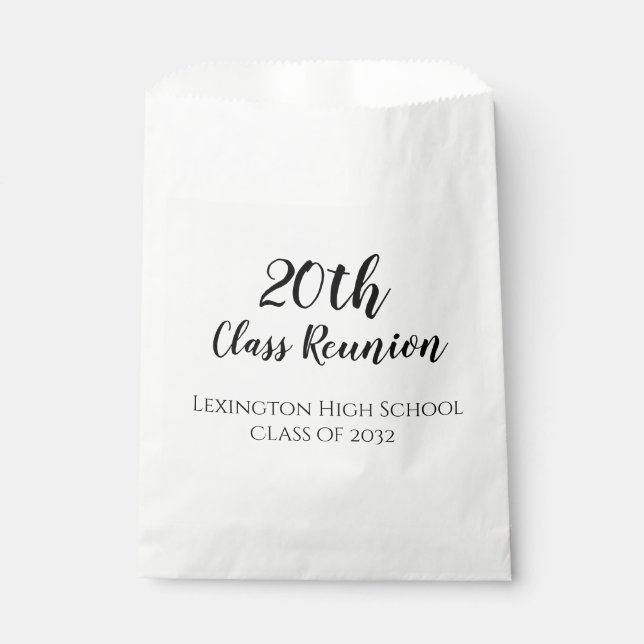 School Class Reunion Custom Favour Bags 20th 25th  (Front)