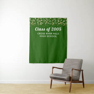 School Class Year Green Gold Custom Backdrop Tapestry