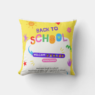 School clock for children for the new school year cushion