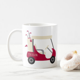 School Colors - Crimson & Cream Golf Cart Coffee Mug