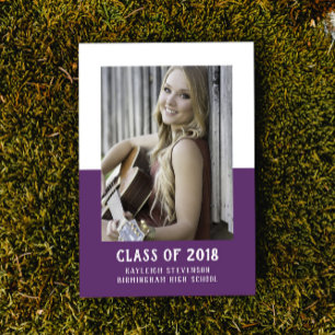 School Colour Block Graduation Invite Purple