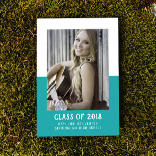 School Colour Block Graduation Invite Teal