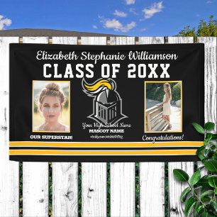 School Colours Black and Yellow Graduation Banner