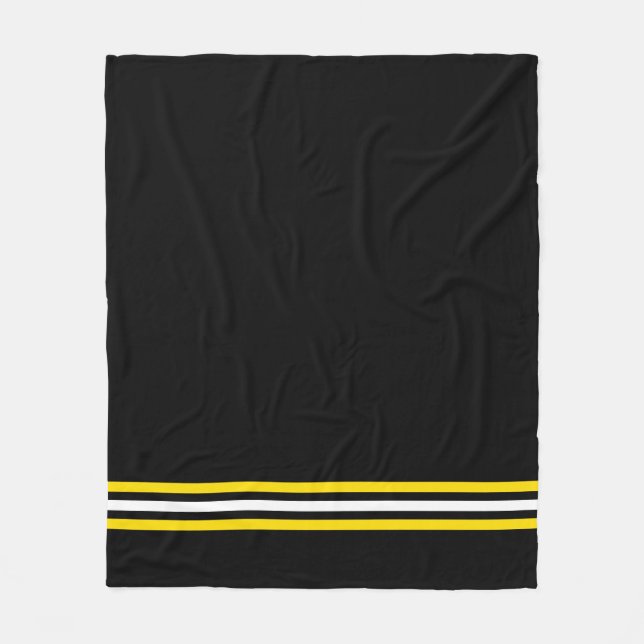 School Colours Black White Gold Yellow Fleece Blanket (Front)