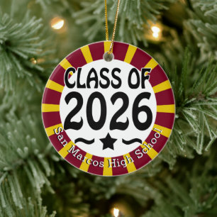 School Colours Class of 2026 Photo Ceramic Ornament