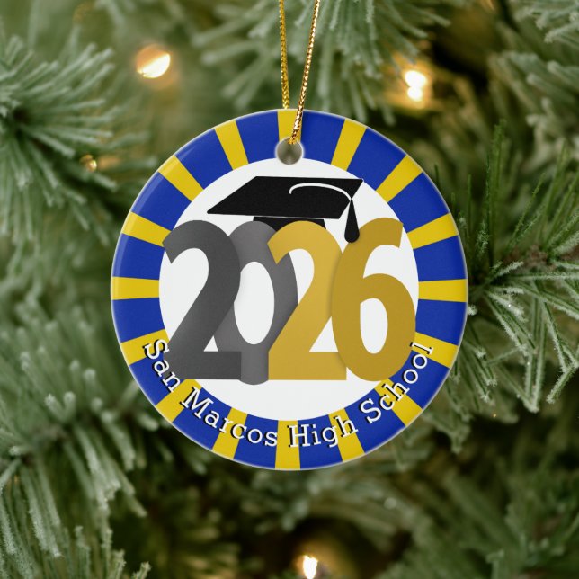 School Colours Class of 2026 Photo Ceramic Ornament (Tree)