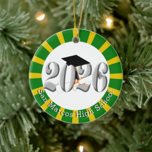 School Colours Class of 2026 Photo Ceramic Ornament