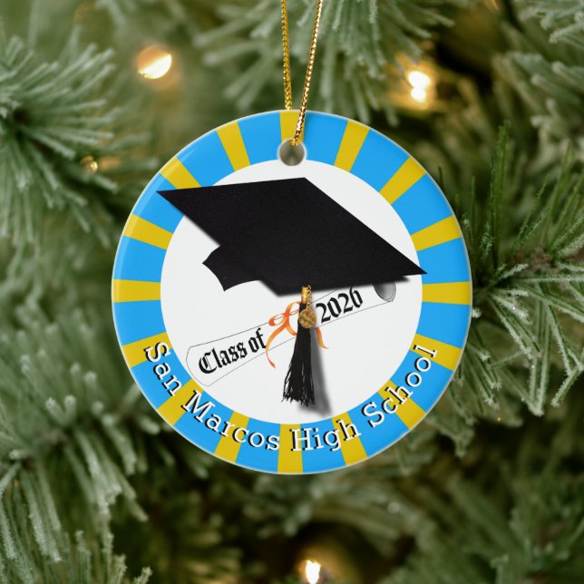 School Colours Class of 2026 Photo Ceramic Ornament (Tree)