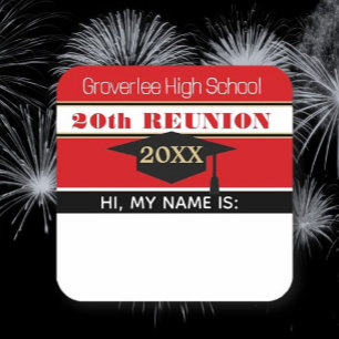 School Colours! Class Reunion Name tag Sticker