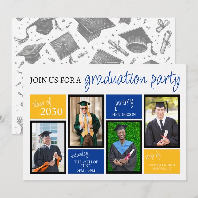 School Colours Graduation Party Invitation (Front/Back)