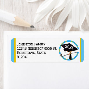  School Colours Lt Blue and Gold Graduation Return Address Label