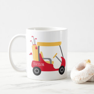 School Colours - Red & Gold Golf Cart Coffee Mug