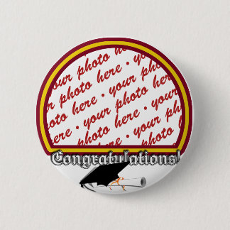School Colours Red & Gold Graduation Photo Frame 6 Cm Round Badge