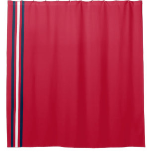 School Colours Red White and Navy Blue Shower Curtain