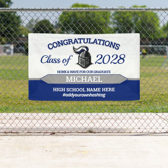 School Colours with Mascot Graduation Banner (Insitu)