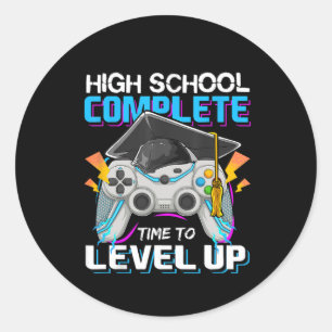School Complete Time To Level Up Video Game Gradua Classic Round Sticker