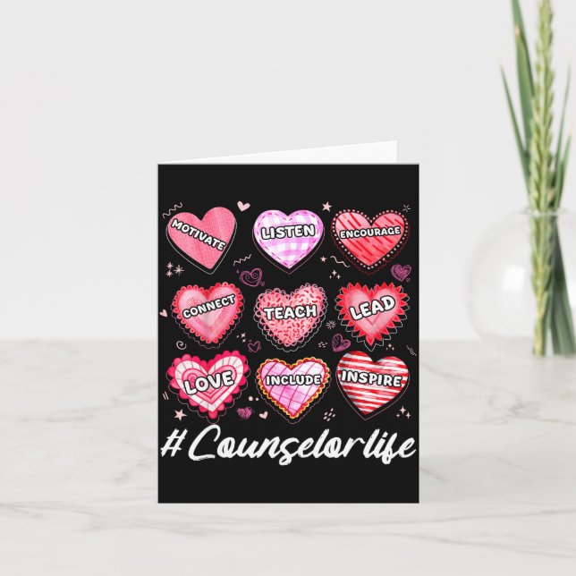 School Counseling Counselor Life Hearts School Val Card (Front)