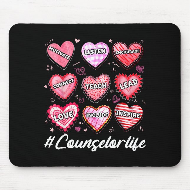 School Counseling Counselor Life Hearts School Val Mouse Pad (Front)