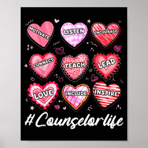 School Counseling Counselor Life Hearts School Val Poster