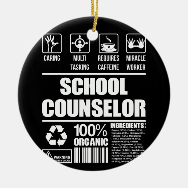 School Counsellor 100% Organic Ceramic Ornament (Front)