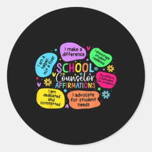 School Counsellor Affirmations Mental Health Aware Classic Round Sticker