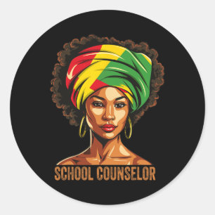 School Counsellor Afro African American Black Hist Classic Round Sticker