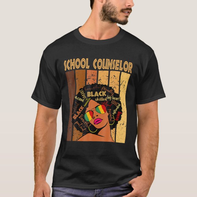 School Counsellor Afro African American Black Hist T-Shirt (Front)