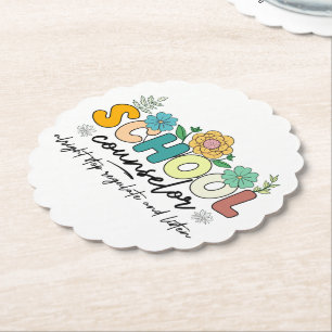School Counsellor Alright Stop Regulate and Listen Paper Coaster