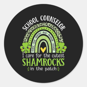 School Counsellor Cutest Shamrocks Rainbow St Patr Classic Round Sticker