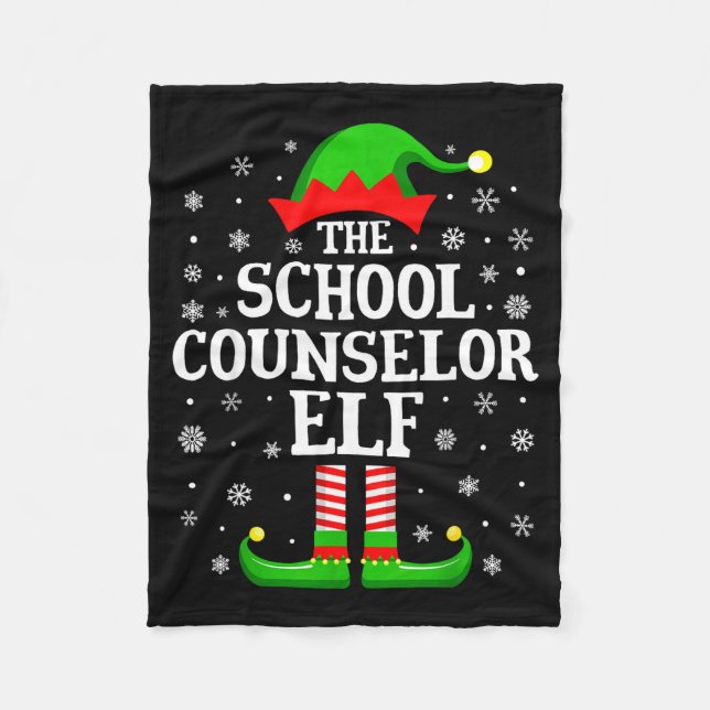 School Counsellor Elf Funny Christmas Family Match Fleece Blanket (Front)