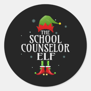 School Counsellor Elf Xmas Matching Family Group C Classic Round Sticker
