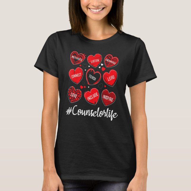 School Counsellor Hearts - Appreciation Counseling T-Shirt (Front)
