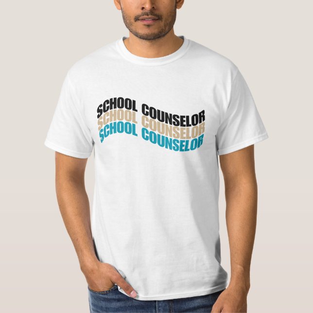 School Counsellor in Wavy Text Simple Men T-Shirt (Front)