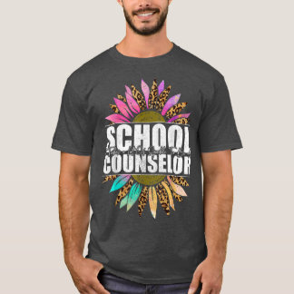 School Counsellor Leopard Sunflower , Fun Back To  T-Shirt