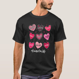 School Counsellor Life Valentine's Day Heart Couns T-Shirt