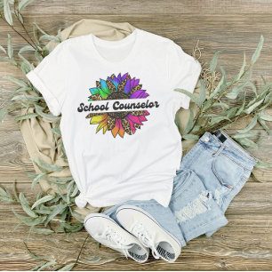 School Counsellor Profession Rainbow Sunflower T-Shirt
