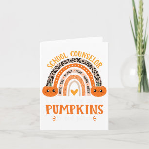 School Counsellor Rainbow Leopard Print Halloween Card