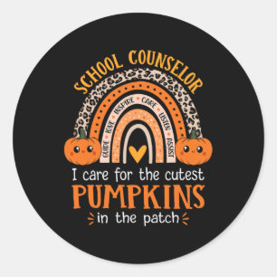 School Counsellor Rainbow Leopard Print Halloween Classic Round Sticker