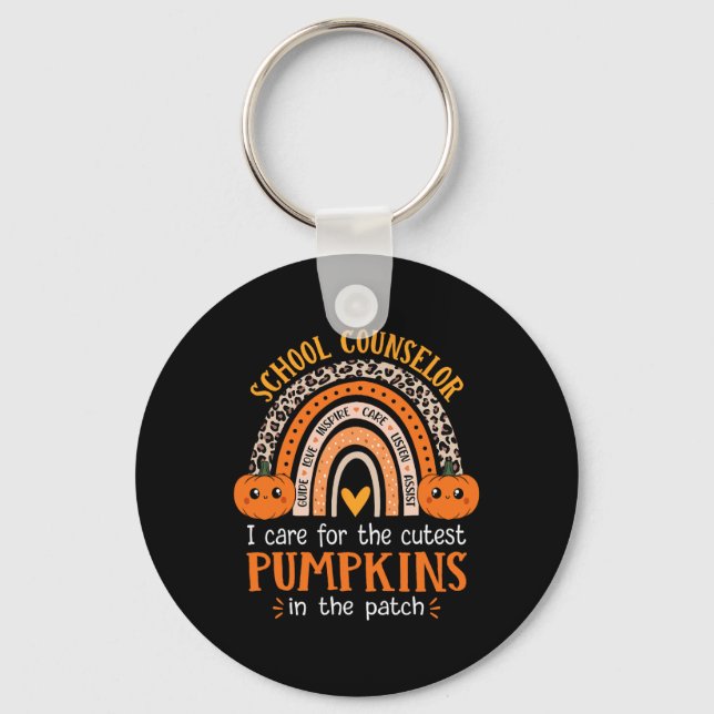 School Counsellor Rainbow Leopard Print Halloween  Key Ring (Front)