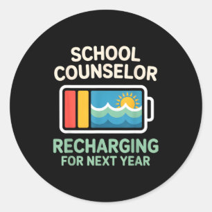 School counsellor recharging for next year summer classic round sticker