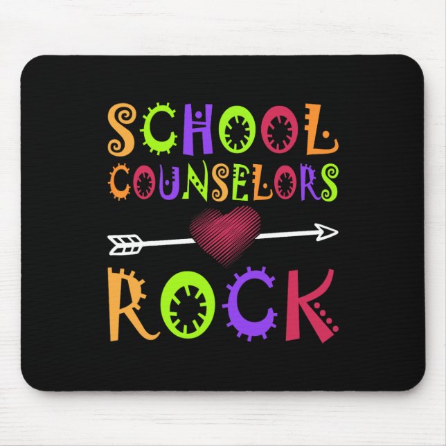 School Counsellor Rock Heart Book School Counselin Mouse Pad (Front)