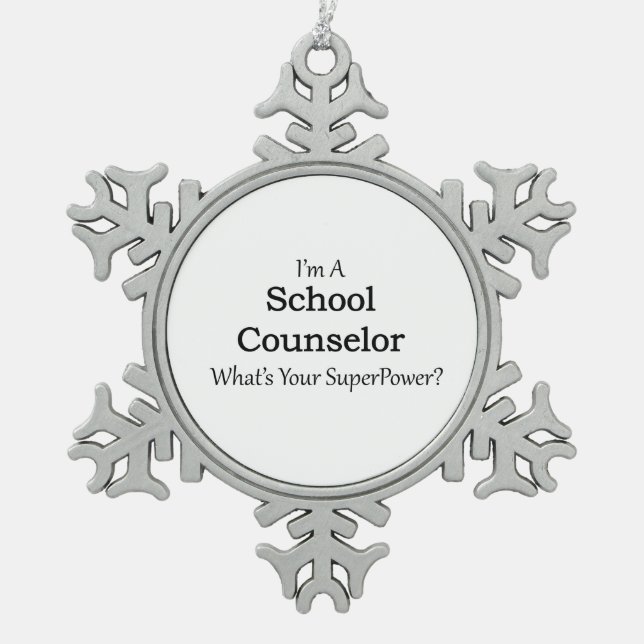 School Counsellor Snowflake Pewter Christmas Ornament (Front)