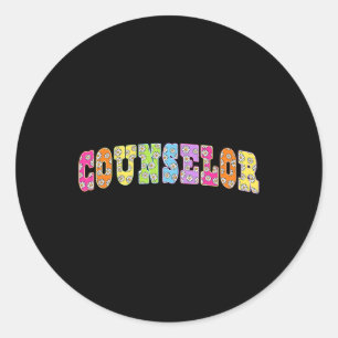 School Counsellor Squad Teacher Floral Back To Sch Classic Round Sticker