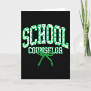 School Counsellor St Patrick's Day Coquette Bow Co Card