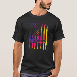 School Counsellor Us Flag School Counseling T-Shirt